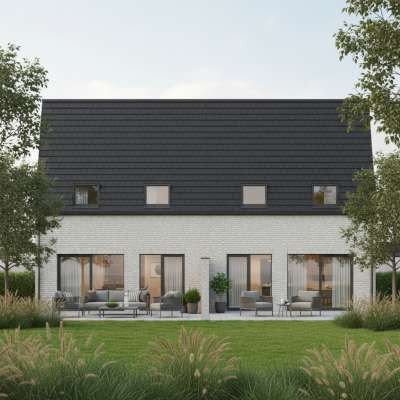Achterzijde halfopen woningen